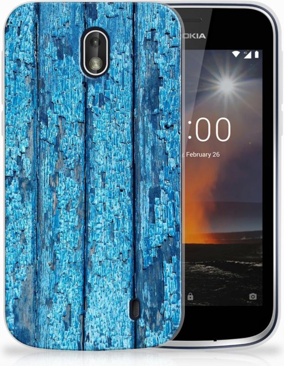 TPU Hoesje voor Nokia 1 Bumper Hoesje Wood Blue
