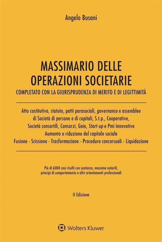 Massimario delle operazioni societarie - cover