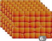 Placemat - Placemats kunststof - Oranje - Patronen - Abstract - 45x30 cm - 6 stuks - Hittebestendig - Anti-Slip - Onderlegger - Afneembaar