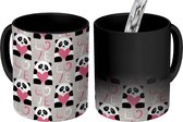 Magische Mok - Foto op Warmte Mokken - Koffiemok - Hartjes - Panda - Patronen - Magic Mok - Beker - 350 ML - Theemok