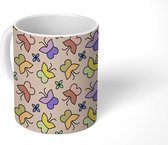 Mok - Koffiemok - Dieren - Vlinders - Patronen - Mokken - 350 ML - Beker - Koffiemokken - Theemok