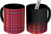 Magische Mok - Foto op Warmte Mokken - Koffiemok - Tartan - Rood - Plaid - Design - Magic Mok - Beker - 350 ML - Theemok