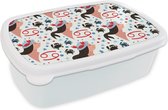 Broodtrommel Wit - Lunchbox - Brooddoos - Zodiac - Kreeft - Patroon - 18x12x6 cm - Volwassenen