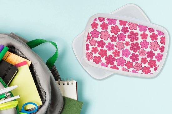 Boîte à Pain Wit - Lunch Box - Boîte à Pain - Fleurs - Rose - Motifs - 18x12x6 cm - Adultes