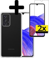 Hoesje Geschikt voor Samsung A33 Hoesje Siliconen Case Met 2x Screenprotector - Hoes Geschikt voor Samsung Galaxy A33 Hoes Siliconen - Transparant.