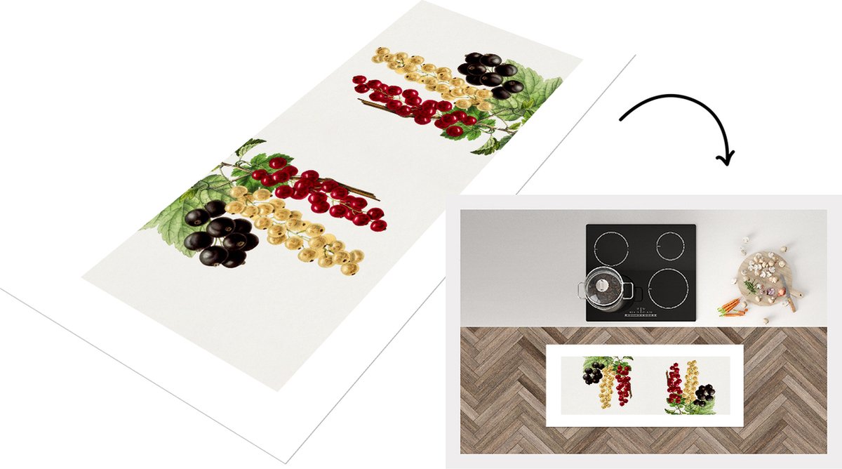 KitchenYeah Keukenloper - Loper keuken - Druiven - Bessen - Eten - 120x50 cm - Keukenloper vinyl Multicolor