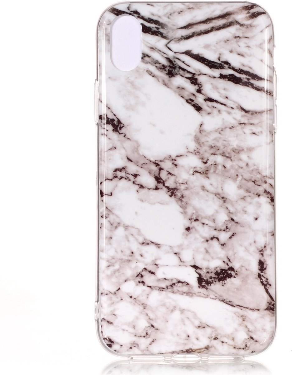 Mobigear Hoesje geschikt voor Apple iPhone XS Max Telefoonhoesje Flexibel TPU | Mobigear Marble Backcover | iPhone XS Max Case | Back Cover - Wit