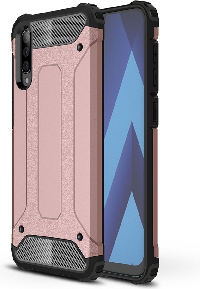Mobigear Hoesje geschikt voor Samsung Galaxy A50 Telefoonhoesje Hardcase | Mobigear Outdoor Backcover Shockproof | Schokbestendig Galaxy A50 Telefoonhoesje | Anti Shock Proof - Roségoud