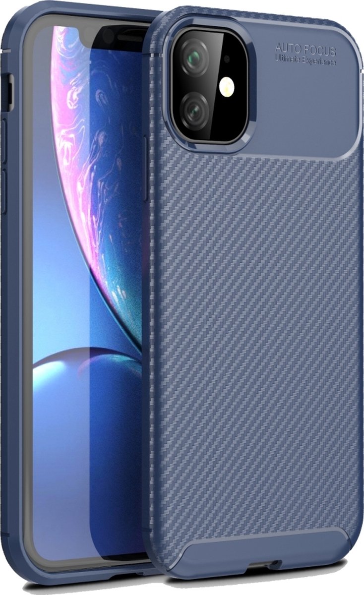 Mobigear Hoesje geschikt voor Apple iPhone 12 Pro Max Telefoonhoesje Flexibel TPU | Mobigear Racing Backcover | iPhone 12 Pro Max Case | Back Cover - Blauw
