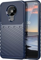 Mobigear Hoesje geschikt voor Nokia 5.3 Telefoonhoesje Flexibel TPU | Mobigear Groove Backcover | 5.3 Case | Back Cover - Blauw