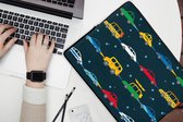 Laptophoes 15.6 inch - Patronen - Auto - Ruimte - Kind - Jongens - Kinderen - Kids - Laptop sleeve - Binnenmaat 39,5x29,5 cm - Zwarte achterkant