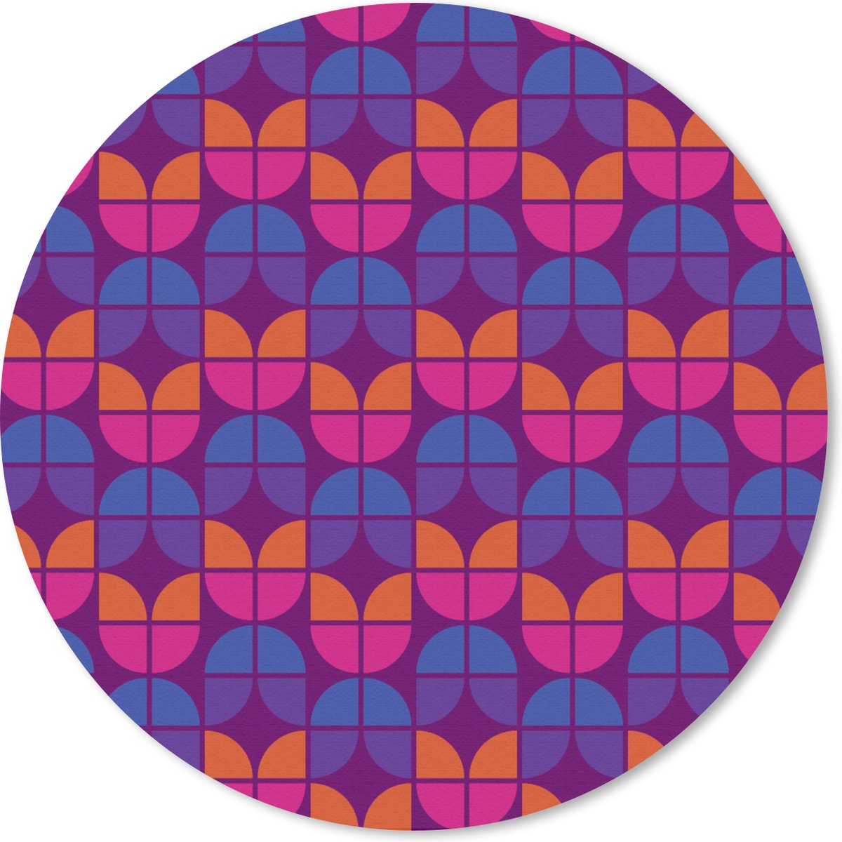 Muismat rond 50x50 cm - Mousepad Tulpen - Patroon - Retro - Ronde muismatten