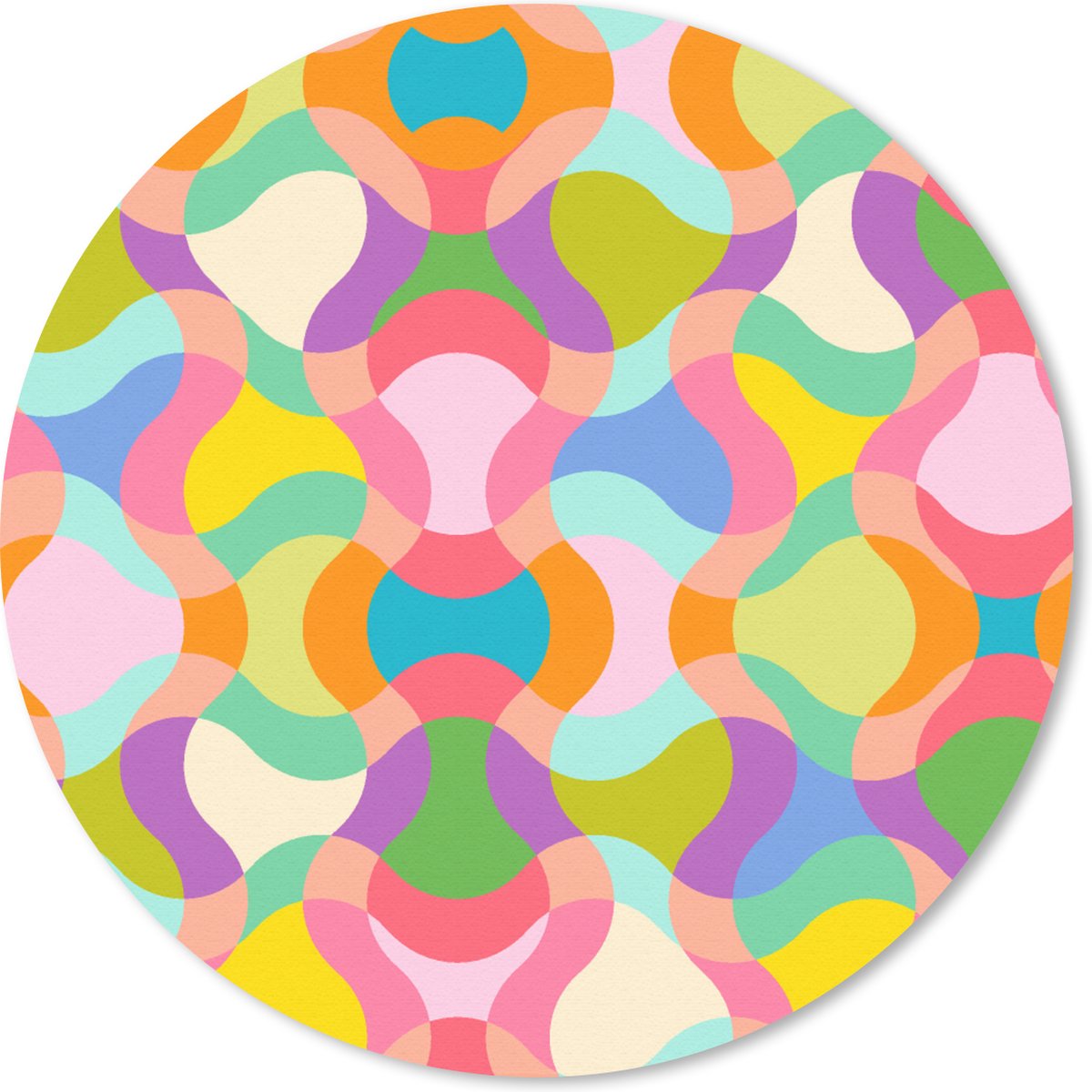 Muismat rond 40x40 cm - Mousepad Design - Abstract - Kleuren - Retro - Ronde muismatten