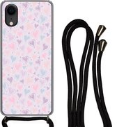 Hoesje met koord Geschikt voor iPhone XR - Meiden - Hartjes - Patronen - Girl - Kids - Kinderen - Siliconen - Crossbody - Backcover met Koord - Telefoonhoesje met koord - Hoesje met touw