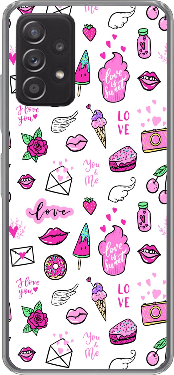Telefoonhoesje Geschikt voor Samsung Galaxy A53 5G hoesje - Meiden - Liefde - IJs - Patronen - Girl - Kids - Kinderen - Kindje - Siliconen Telefoonhoesje Telefoonhoesje
