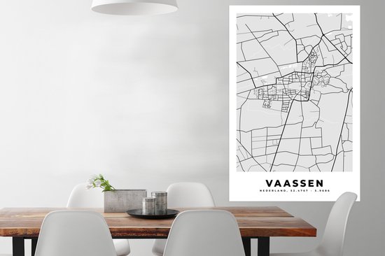 Affiche Vaassen - City Map - Map - Map - Wit - Nederland - 80x120 cm
