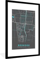 Fotolijst incl. Poster - Boskoop - Kaart - Plattegrond - Blauw - Stadskaart - 60x90 cm - Posterlijst