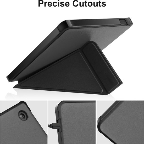 Lunso - Origami sleepcover hoes - Geschikt voor Kobo Libra 2 (7 inch) - Grijs van Lunso — afbeelding 2