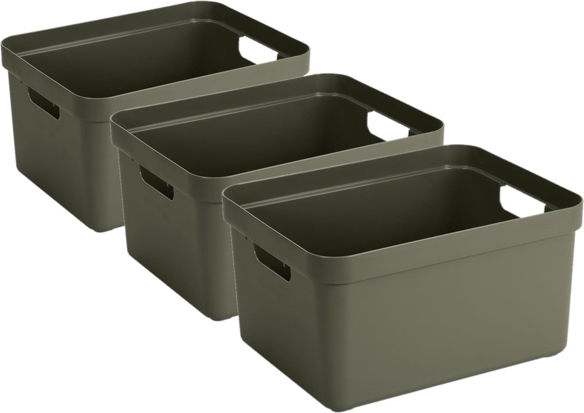 Sunware opbergbox Sigma - 5x stuks - kunststof - 32 liter - donkergroen - opberg dozen/bakken - opbergers - 45 x 35 x 24 cm