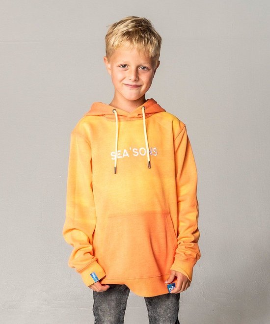 SEA'SONS - Hoodie Jongens/Meisjes - Kleurveranderend - Tie-Dye - Oranje/Geel - Maat 116