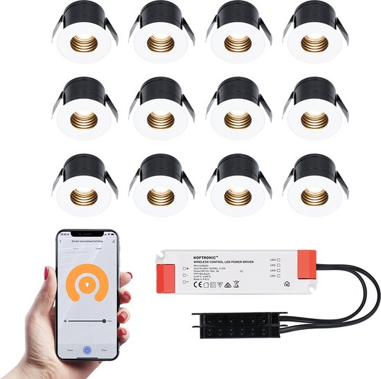 Betty witte Smart LED Inbouwspots complete set - Wifi & Bluetooth - 12V - 3 Watt - 2700K warm wit