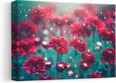 Artaza Canvas Schilderij Rode Bloemen - 30x20 - Klein - Foto Op Canvas - Canvas Print