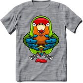 Lekkerbek papegaai T-Shirt Grappig | Dieren vogel agapornis Kleding Kado Heren / Dames | Fastfood Cadeau shirt - Donker Grijs - Gemaleerd - XXL