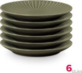 vtwonen - Gebaksbordjes - Set van 6 - Porselein - Groen - Ø15cm