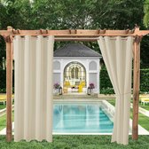 Buitengordijn - Beige -  132x213cm -  Overkapping - Met ringen - Waterafstotend - Terras - Tuin - Gordijn - Patio  - 2 stuks