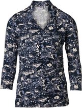 Dames shirt overslag marine print | Maat S