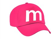 Letter M pet / cap roze voor dames en heren - baseball cap - M en M carnaval / feest petten