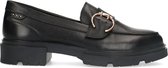 Manfield - Dames - Zwarte leren loafers met goudkleurige buckle - Maat 37