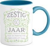 60 Jaar Legendarische Gebrouwen Mok met tekst | Groen - Zilver | Grappig Verjaardag Beker Cadeau | Bedrukte Mokken | Blauw | 330 ML