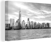 Canvas Schilderij Skyline New York - zwart wit - 90x60 cm - Wanddecoratie