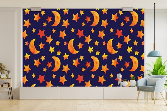 Behang - Fotobehang Sterren - Nacht - Patronen - Kind - Breedte 345 cm x hoogte 220 cm