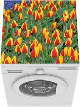 Wasmachine beschermer mat - Tulpen en druivenhyacinten bij de Keukenhof in Nederland - Breedte 60 cm x hoogte 60 cm