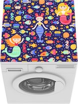 Wasmachine beschermer mat - Zeemeermin - Vissen - Patronen - Breedte 60 cm x hoogte 60 cm