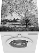 Wasmachine beschermer mat - The willows in zwart wit - Schilderij van Claude Monet - Breedte 60 cm x hoogte 60 cm