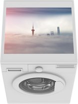 Wasmachine beschermer mat - Wolkenkrabbers in Shanghai komen boven de mist uit - Breedte 55 cm x hoogte 45 cm