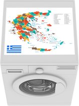 Wasmachine beschermer mat - Kleurrijke kaart van Griekenland - Breedte 55 cm x hoogte 45 cm