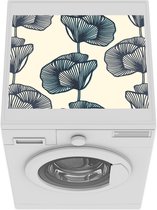 Wasmachine beschermer mat - Bloemen - Retro - Zwart Wit - Design - Breedte 55 cm x hoogte 45 cm