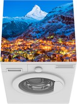 Wasmachine beschermer mat - Bergdorp aan een besneeuwde berg in Zwitserland - Breedte 60 cm x hoogte 60 cm