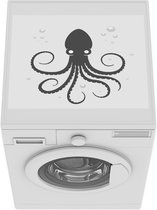 Wasmachine beschermer mat - Vector illustratie van een octopus op een blauw-groene achtergrond - zwart wit - Breedte 55 cm x hoogte 45 cm
