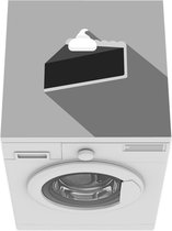 Wasmachine beschermer mat - een ijstaart op een groene achtergrond - zwart wit - Breedte 60 cm x hoogte 60 cm