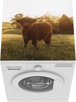 Wasmachine beschermer mat - Schotse hooglander - Gras - Zon - Breedte 60 cm x hoogte 60 cm