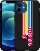 iPhone 12/12 Pro Hoesje Zwart Be Yourself - Designed by Cazy