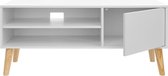 Lowboard in Scandinavische stijl, tv-plank, tv-tafel, tv-meubel, voor je flatscreen, gameconsoles, woonkamer, kantoor, wit