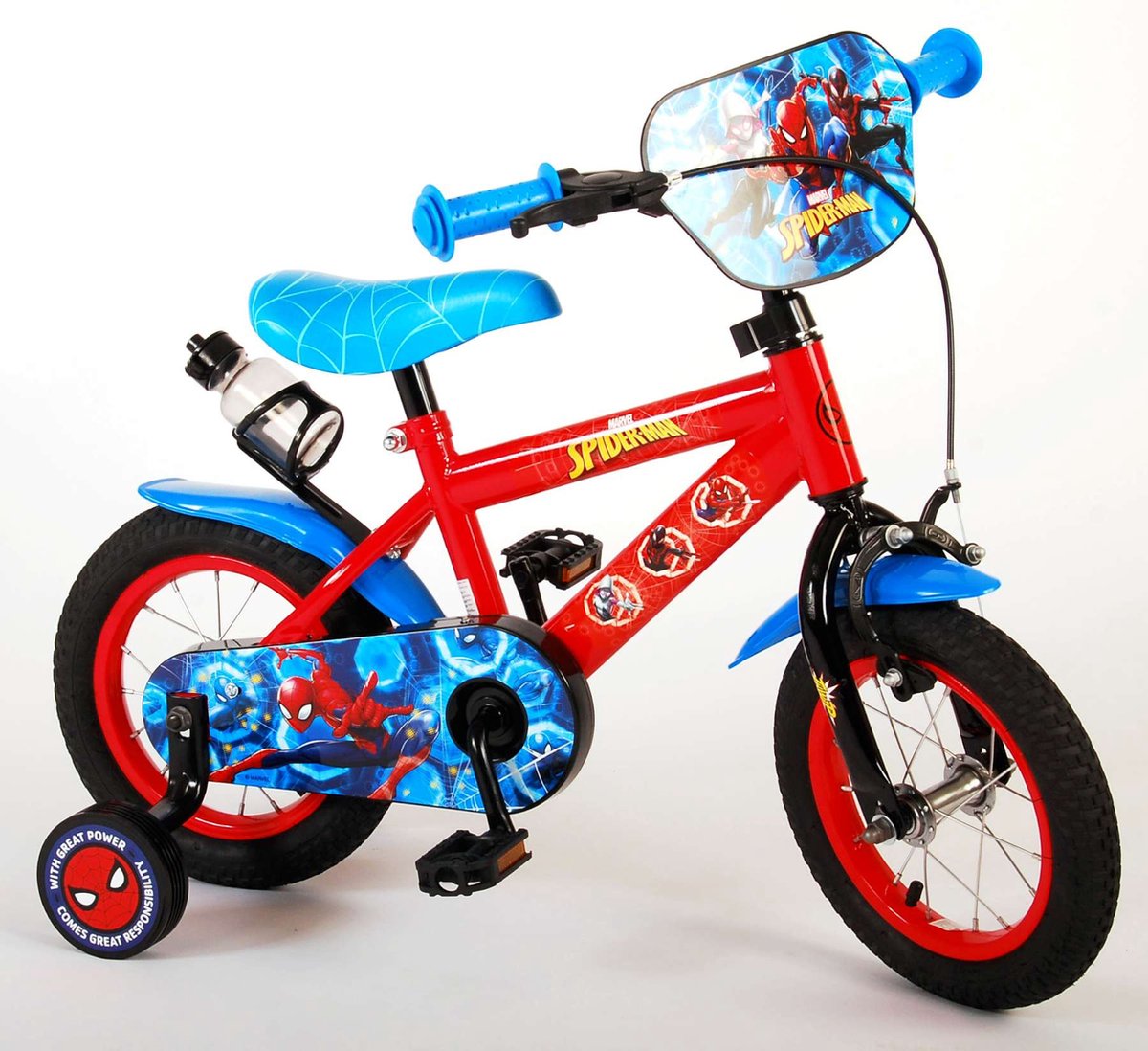 MARVEL Spider-Man Bleu Casque de vélo pour enfants IN-MOLD, garçon, réglable 52-56cm