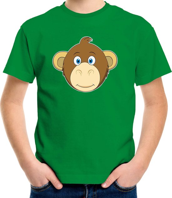 Cartoon aap t-shirt groen voor jongens en meisjes - Kinderkleding / dieren t-shirts kinderen 122/128