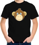 Cartoon aap t-shirt zwart voor jongens en meisjes - Kinderkleding / dieren t-shirts kinderen 134/140